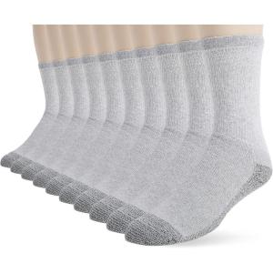 Fruit of the Loom Men’s Work Gear Cushioned Crew Socks 10 Pair(Grey)