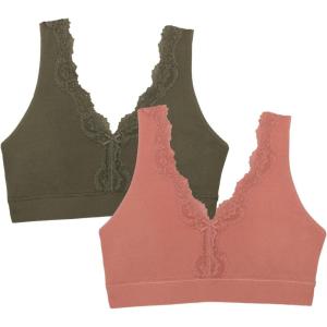 Fruit of the Loom Women’s 2-Pack Full Coverage Wireless Cotton Bra – Soft & Everyday Comfort(Desert Dusk/Olive Night)