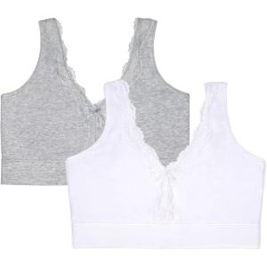 Fruit of the Loom Women’s 2-Pack Full Coverage Wireless Cotton Bra – Soft & Everyday Comfort(White/Grey Heather)