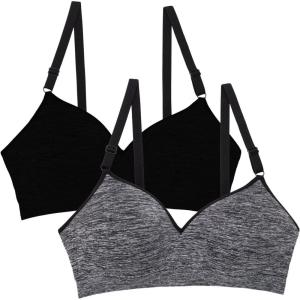 Fruit of the Loom Women’s 2-Pack Seamless Wire-Free Push-Up Bra – Soft, Comfortable & Supportive(Black Hue/Charcoal Heather 2-pack)