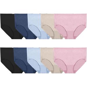 Fruit of the Loom Women’s 360° Stretch Underwear, High Performance Stretch for Effortless Comfort, Available in Plus Size(Cotton Blend – Plus Size Brief – 10 Pack – Pink/Nude/Blue/Black)