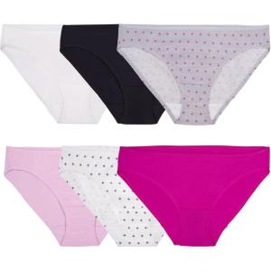 Fruit of the Loom Women’s 6 Pack Cotton Stretch Bikini Panties, Assorted, 5