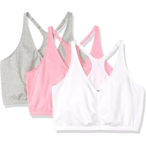 Fruit of the Loom Women’s Adjustable Shirred Front Racerback Sports Bra, Multi Pack Options(Heather Grey)
