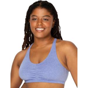Fruit of the Loom Women’s Adjustable Shirred Front Racerback Sports Bra, Multi Pack Options(Heather Grey/White/Blue Gem)