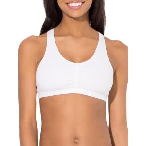 Fruit of the Loom Women’s Adjustable Shirred Front Racerback Sports Bra, Multi Pack Options(White/Heather Grey/Black Hue)