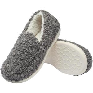 Fruit of the Loom Women’s Berber Loafer – Comfy, Memory Foam, Indoor/Outdoor(Grey)