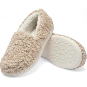 Fruit of the Loom Women’s Berber Loafer – Comfy, Memory Foam, Indoor/Outdoor(Tan)