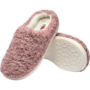 Fruit of the Loom Women’s Berber Slippers – Fuzzy Memory Foam, Lightweight Clog, Indoor/Outdoor, Zapatillas de Mujer(Pink)