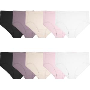 Fruit of the Loom Women’s Beyondsoft Panties(Cotton – Plus Size – 10 Pack – White/Pink/Black)