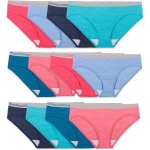 Fruit of the Loom Women’s Beyondsoft Panties(Cotton Blend – Low Rise – 12 Pack – Blue/Purple/Grey)