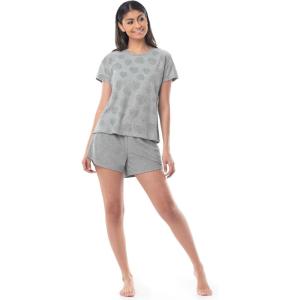 Fruit of the Loom Women’s Beyondsoft Sleep Tee and Shorts Set(Light Grey Heather)