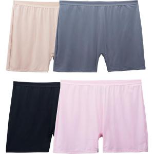 Fruit of the Loom Women’s Boxer Briefs with Stretch, Mid Thigh Length Boy Shorts, Available in Plus Size(Microfiber – Colors May Vary)