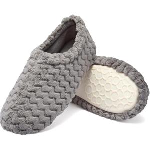 Fruit of the Loom Women’s Chevron Slippers – Fuzzy Memory Foam, Lightweight, Indoor/Outdoor Zapatillas de Mujer(Grey)