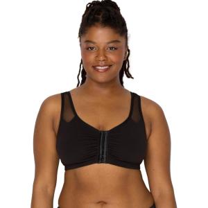 Fruit of the Loom Women’s Comfort Front Close Sport Bra with Mesh Straps(Black Hue)
