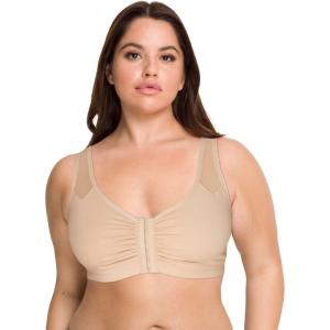 Fruit of the Loom Women’s Comfort Front Close Sport Bra with Mesh Straps(Sand)