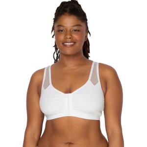 Fruit of the Loom Women’s Comfort Front Close Sport Bra with Mesh Straps(White)