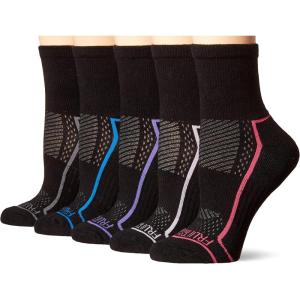 Fruit of the Loom Women’s Coolzone Active Lightweight Cotton Socks(Black/Grey  Black/Pink  Black/Purple  Black/Lavendar  Black/Blue)