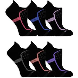 Fruit of the Loom Women’s Coolzone Active Lightweight Cotton Socks(Black/Purple  Black/Grey  Black/Blue  Black/Salmon  Black/Pink  Black/Lavender)