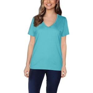 Fruit of the Loom Women’s Crafted Comfort™ Pima Cotton Short Sleeve T-shirts(V-neck – Sea Breeze)
