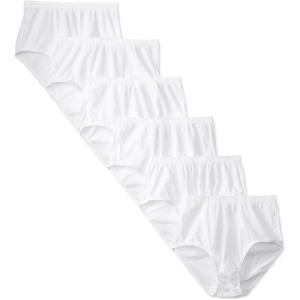 Fruit of the Loom Women’s Eversoft Cotton Brief Underwear, Tag Free & Breathable, Available in Plus Size(6 Pack – White)