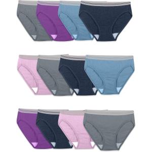 Fruit of the Loom Women’s Eversoft Cotton Underwear Multipacks, Tag Free & Breathable, Available in Plus Size(Bikini – Grey/Blue/Purple)