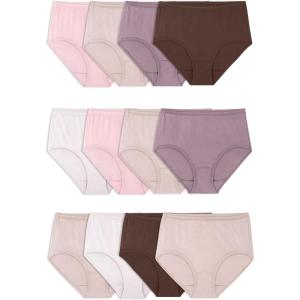 Fruit of the Loom Women’s Eversoft Cotton Underwear Multipacks, Tag Free & Breathable, Available in Plus Size(Brief – Assorted Body Tones)