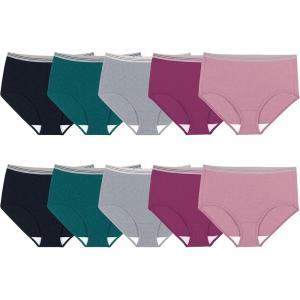Fruit of the Loom Women’s Eversoft Cotton Underwear Multipacks, Tag Free & Breathable, Available in Plus Size(Brief – Assorted Colors May Vary)