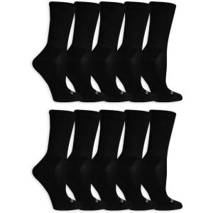 Fruit of the Loom Women’s Everyday Active Sport Crew Socks (Multi Pack)(Black (10 Pack))