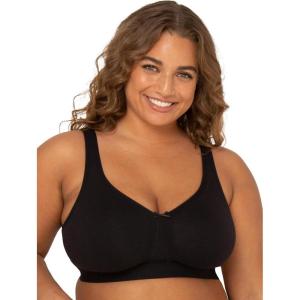 Fruit of the Loom Women’s Fit for Me Collection: Plus-Size Wireless Bra – Soft Cotton Comfort & Support(Black Hue)