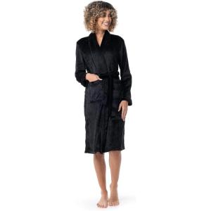 Fruit of the Loom Womens Fleece Robe(Black)