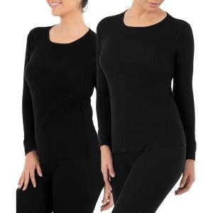 Fruit of the Loom Womens Micro Waffle Premium Thermal Underwear Tee Shirt(Black/Black)