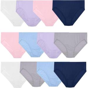 Fruit of the Loom Women’s Microfiber Underwear, Lightweight & Sleek, Available in Plus Size(Hi Cut – 12 Pack – Blue/Pink/Grey)