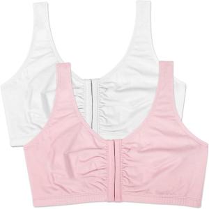Fruit of the Loom Women’s Multi-Pack Front Closure Cotton Bra(White/Blushing Rose 2-pack)