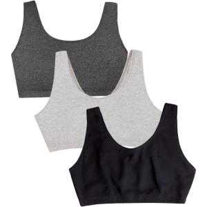 Fruit of the Loom Women’s Multi-Pack Tank Top Style Sports Bra(Black/Heather Grey/Charcoal)