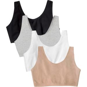 Fruit of the Loom Women’s Multi-Pack Tank Top Style Sports Bra(Black/Heather Grey/Sand/White)