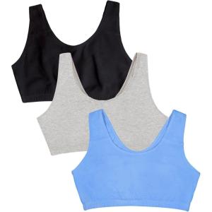 Fruit of the Loom Women’s Multi-Pack Tank Top Style Sports Bra(Cornflowerblue/Grey/Black)