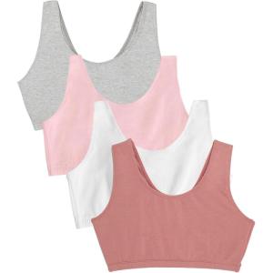 Fruit of the Loom Women’s Multi-Pack Tank Top Style Sports Bra(Dusk/White/Blush/Grey Heather)
