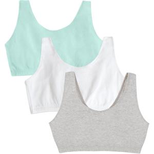 Fruit of the Loom Women’s Multi-Pack Tank Top Style Sports Bra(Mint Chip/White/Grey Heather)