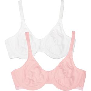 Fruit of the Loom Women’s Multi-Pack Unlined Underwire Cotton Bra(Bittersweet Pink / White86ck)