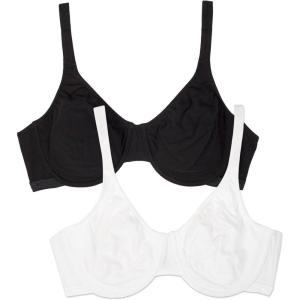 Fruit of the Loom Women’s Multi-Pack Unlined Underwire Cotton Bra(Black Hue/White 86ck)