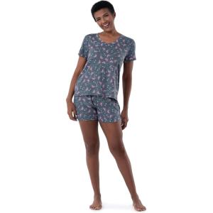 Fruit of the Loom Women’s Short Sleeve Tee and Short 2 Piece Sleep Set(Floral)