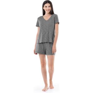 Fruit of the Loom Women’s Short Sleeve Tee and Short 2 Piece Sleep Set(Heather Grey)