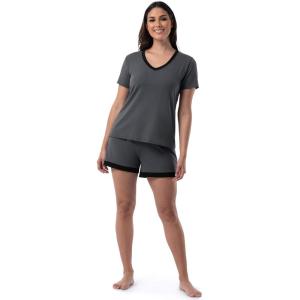 Fruit of the Loom Women’s Short Sleeve Tee and Short 2 Piece Sleep Set(Soft Grey)