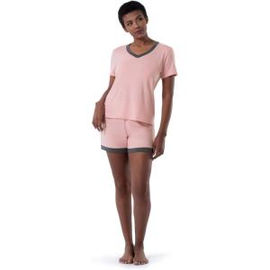 Fruit of the Loom Women’s Short Sleeve Tee and Short 2 Piece Sleep Set(Soft Pink)