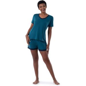 Fruit of the Loom Women’s Short Sleeve Tee and Short 2 Piece Sleep Set(Turquoise)