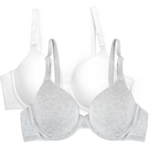 Fruit of the Loom Womens Smooth Cotton T-Shirt Bra – Ultra-Soft, Flexible, and Invisible Under Tees(Heather Grey/White)