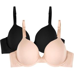 Fruit of the Loom Womens Smooth Cotton T-Shirt Bra – Ultra-Soft, Flexible, and Invisible Under Tees(Sand/ Black Hue)