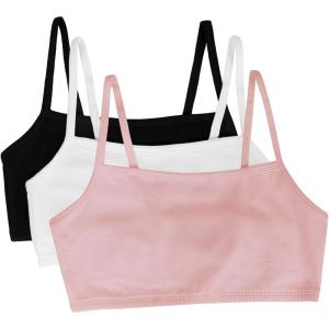 Fruit of the Loom Womens Spaghetti Strap Cotton Sports Bra – All-Day Comfort(Blushing Rose/White/Black Hue)