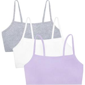 Fruit of the Loom Womens Spaghetti Strap Cotton Sports Bra – All-Day Comfort(Lilac Whisper/White/Grey Heather)