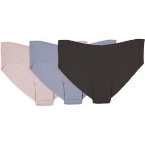 Fruit of the Loom Women’s Underwear, Pima Cotton Blend Fabric, Super Smooth Raw Cut Edges(Cheeky Bikini – 3 Pack – Nude/Silver/Black)